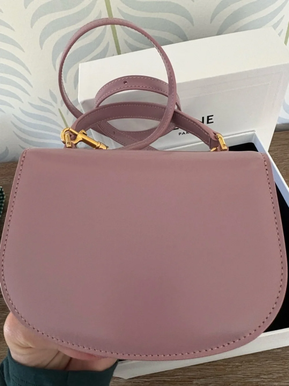 NWT Celine Mini Besace Clea in Shiny Calfskin Leather Dusty Pink - Picture 4 of 6